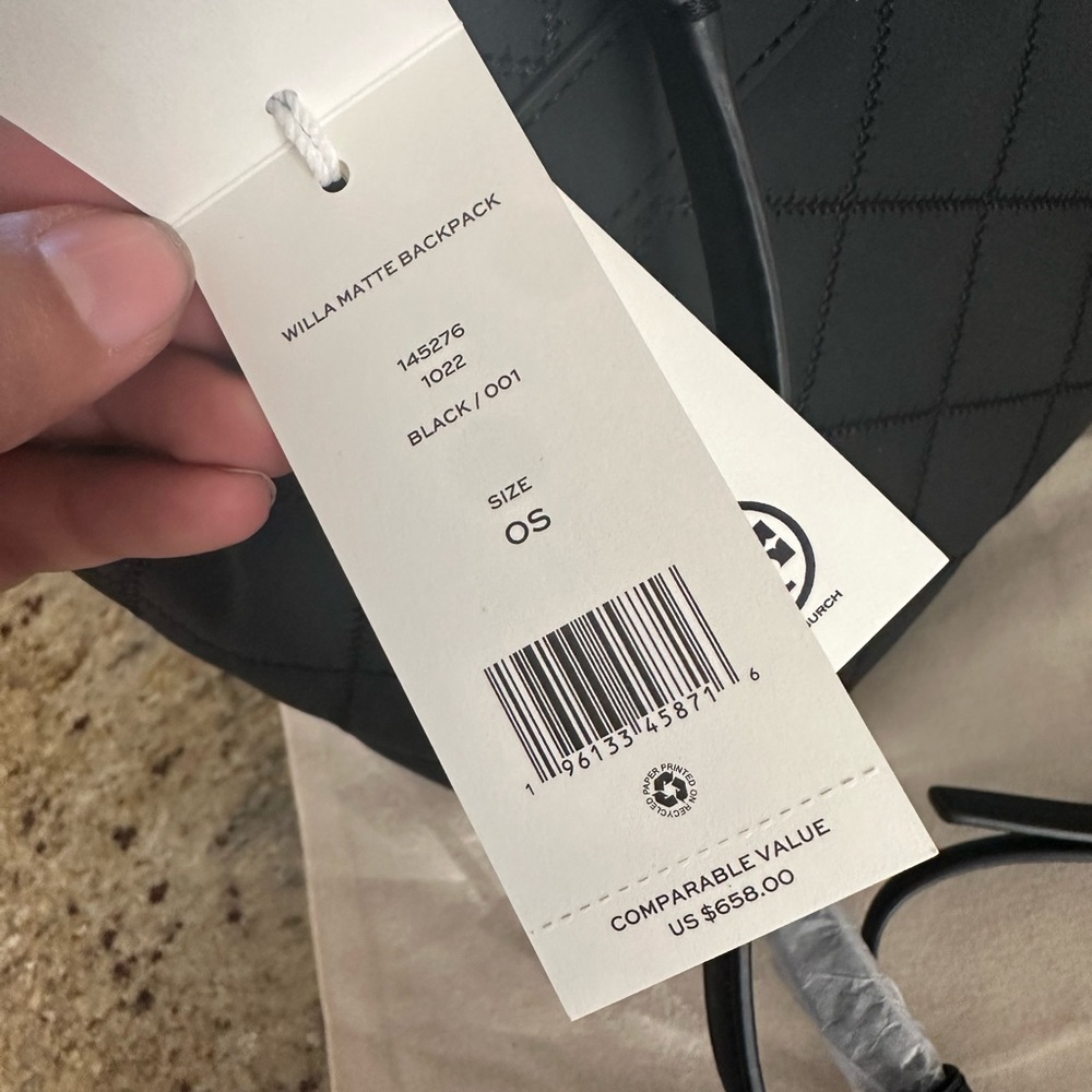 NWT Tory Burch Willa Backpack in Matte Black - Picture 5 of 8